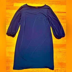 EnFocus Studio Women’s 3/4-Length Slit Sleeve Knee Length “Katie Blue” Dress - 8